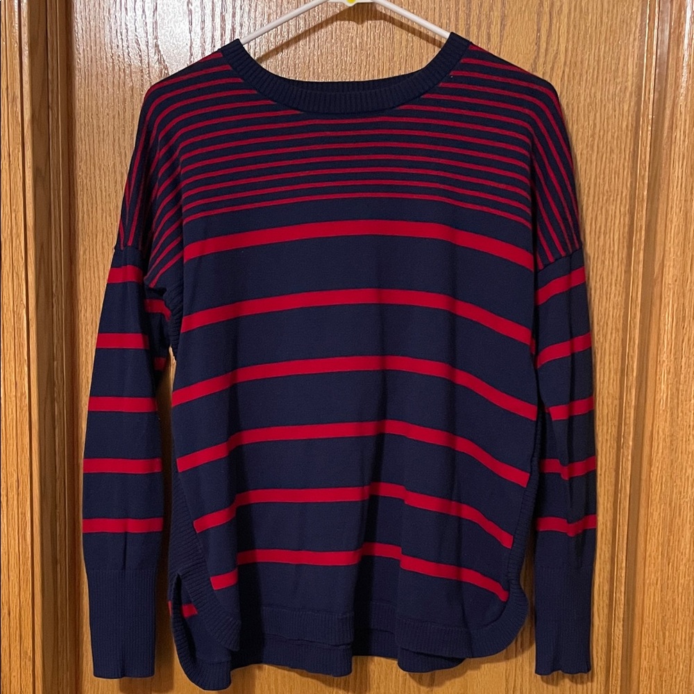 Vineyard Vines Navy and Red Striped Cotton Sweater